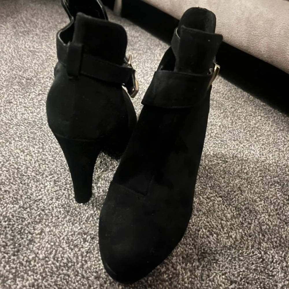 Elegant Black Suede Heeled Boots for Women
